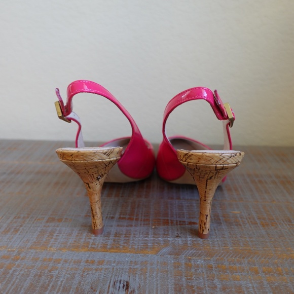 NEW Vince Camuto Magenta Patent Leather Stefania Pointy Slingback Heels Size 6.5 - Picture 4 of 10